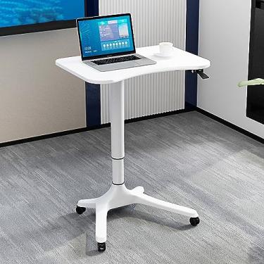 Imagem de ZDJZMGZ Pódio para laptop móvel, suporte de pódio ajustável em altura com mesa inclinada, mesa sentada para ficar em pé ergonômica, palestrante falante, mesa de laptop sobre rodas,