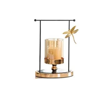 Imagem de Castiçal de vidro nórdico suporte de vela ornamentos de vela decoração de casa suporte de vela adequado para sala de estar, cozinha, sala de jantar, vela mesa (pequeno)