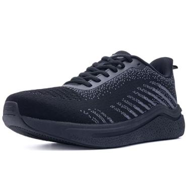 Imagem de ephiza Tênis de corrida masculino largo suporte de arco tênis atlético ortopédico amortecimento ortopédico para alívio da dor da fascite plantar, Preto, cinza, 10 Wide