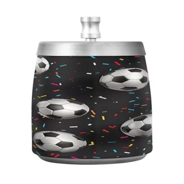 Imagem de STAYTOP Cinzeiro de futebol com tampa, cinzeiro de aço inoxidável à prova de vento, sem fumaça, cinzeiro grande para uso externo para decoração de escritório em casa