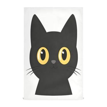 Imagem de Wassud Toalhas de cozinha com cara de gato preto toalhas de prato de cozinha 1 pacote panos de prato macios com laço para pendurar toalha de mão super absorvente de secagem rápida toalhas de chá de
