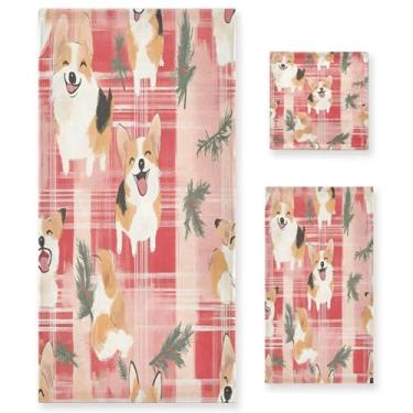 Imagem de xigua Cute Corgi Dogs Conjunto de toalhas de banheiro absorvente macio 3 peças toalha de banho toalha de mão toalhas decorativas para banheiro, academia, hotel, praia, piscina