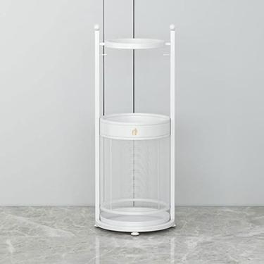 Imagem de x3anggyt5 Suporte de armazenamento de guarda-chuva de metal interno, suporte de bengala, armazenamento de corredor de escritório doméstico com ganchos e bandeja inferior de água da chuva economiza