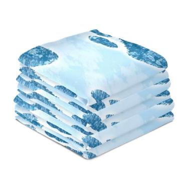Imagem de Wassud Toalhas de cozinha com estampa de pata azul toalhas de prato de cozinha pacote com 6 panos de prato macios com laço para pendurar toalha de mão super absorvente de secagem rápida toalhas de chá