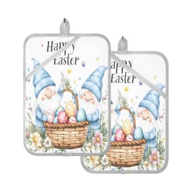 Imagem de STAYTOP Pacote com 2 pegadores de panela fofos de gnomo e ovos, almofadas quentes resistentes ao calor com bolsos, conjuntos de suportes de panela antiderrapantes para cozinha, assar e cozinhar