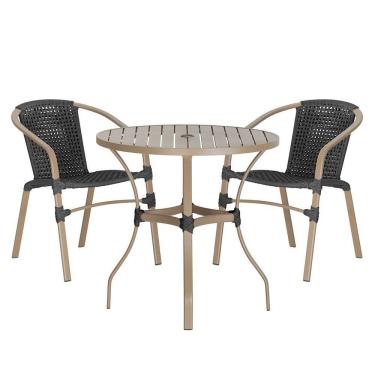 Imagem de Jogo 2 Cadeiras Floripa E Mesa Tampo Ripado Varanda Jardim Preto