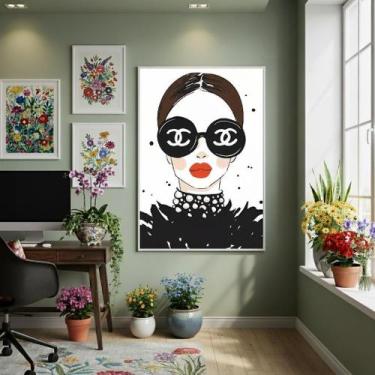 Imagem de Quadro Decor Mulher Modelo 70X50Cm Mold Preta - Quadros On-Line