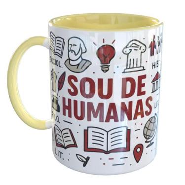 Imagem de Caneca Porcelana Sou de Humanas - Pense Canecas, Amarelo