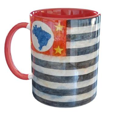 Imagem de Caneca Porcelana São Paulo Bandeira - Pense Canecas, Vermelho