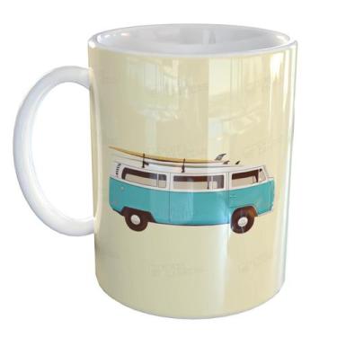 Imagem de Caneca Porcelana Kombi Vintage - Pense Canecas, Branco