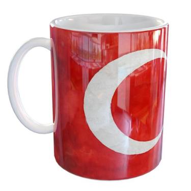 Imagem de Caneca Porcelana Turquia Bandeira Turkey Flag - Pense Canecas, Branco