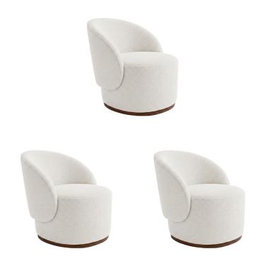 Imagem de Kit 3 Poltronas Decorativa Premium Orgânica para Recepção e Clinicas em Bouclê Italiano Off White