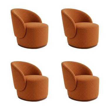 Imagem de Kit 4 Poltronas Decorativa Premium Orgânica para Recepção e Clinicas em Bouclê Italiano Terracota