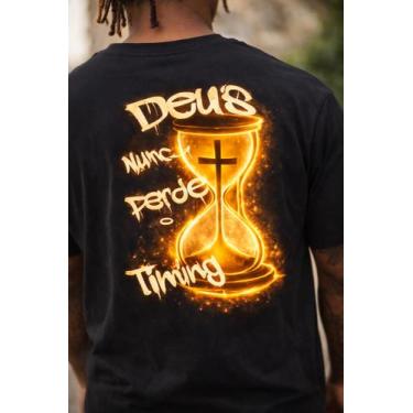 Imagem de Camisa camiseta masculina tempo de Deus cristã Gospel algodão - Dog's,