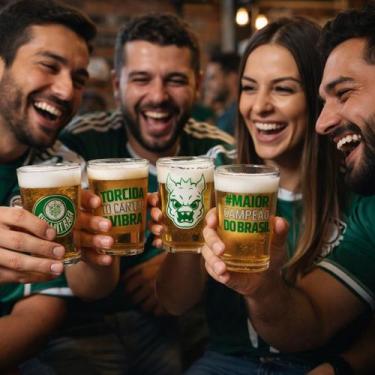 Imagem de Conjunto De Copo Americano Palmeiras Licenciado Kit 6 Peças - Allmix