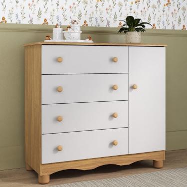 Imagem de Cômoda Infantil 95cm 1 Porta e 4 Gavetas Dengo Multimóveis MP4439