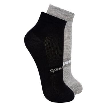 Imagem de Kit com 2 Pares de Meias Esportiva Cano Curto Speedo 8033 Colorido, Pr