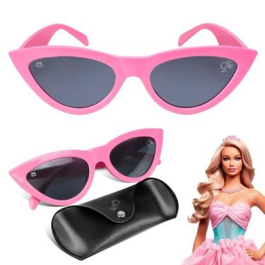 Imagem de oculos sol protecao uv barbie rosa infantil premium + case praia verao