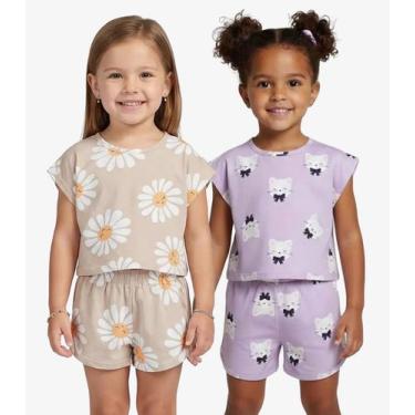 Imagem de Kit 2 Conjuntos Infantis Feminino Short E Blusa Select Sortido, 4, Sor
