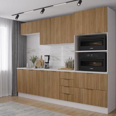Imagem de Cozinha Modulada com Tampo 2 Aéreos 2 Balcões 1 Torre Quente Ipanema C