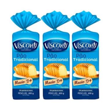 Imagem de Pão de Forma Visconti Tradicional 400g - 3 Unidades