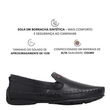 Imagem de Mocassim Masculino Calce Facil Conforto Couro Pegada 140771, Preto, 41
