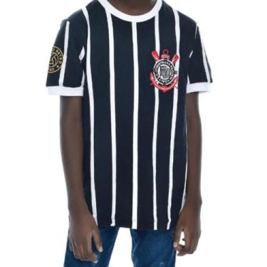 Imagem de Camiseta Retrô Corinthians Democracia 1982 Infantil Coimbra, Preto, 14