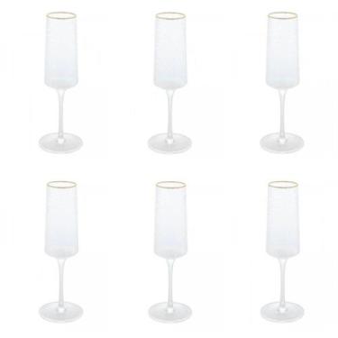 Imagem de Conjunto De Taças De Cristal Martelado Com Fio De Ouro Para Espumante 