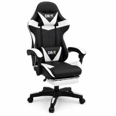 Imagem de Cadeira De Escritório Gamer Ergonômica DRX Preta E Branca Com Estofado