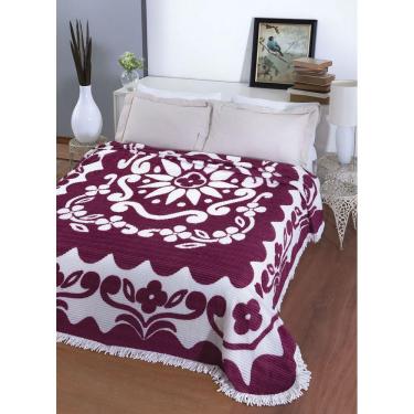 Imagem de Colcha Chenille Jolitex Com Franja Florida 220x240m Vinho