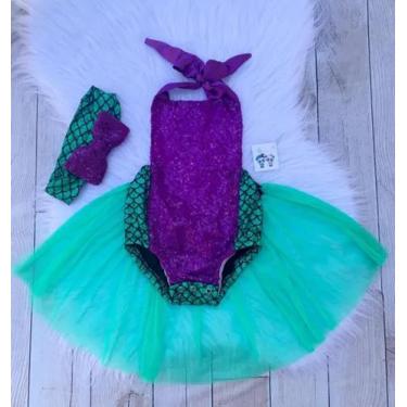 Fantasia Sereia  Vestir Sereia Portátil,Vestido Tutu para Meninas