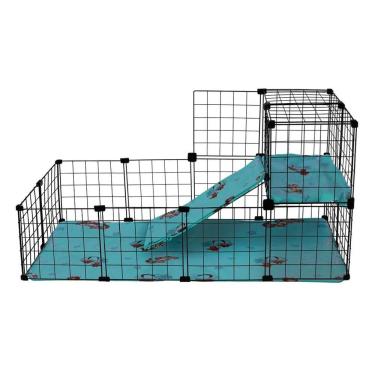 Imagem de Cercado para Porquinho da Índia 2 Andares 60x120x60cm Preto com Teto e Soft 