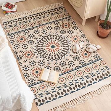 Imagem de youyoucool Casa Coleção Vintage Tapete de Área Envelhecido Tapete Boêmio Grande Tapetes Antiderrapantes Lavável para Sala de Estar Quarto Crianças Berçário 47x71 polegadas