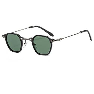 Imagem de Óculos de sol literários retangular metal armação pequena óculos de sol para mulheres retrô clássico streetwear óculos senhora olho de gato, C3 preto verde, como imagem