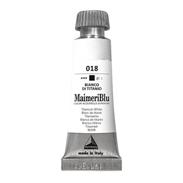 Imagem de MAIMERI BLU Tinta Aquarela Profissional Bisnaga 12ml, Branco Titânio