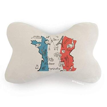 Imagem de DIYthinker Map City France Landmark Bandeira Nacional Acabamento de Carro Pescoço Decoração Almofada Almofada Almofada Almofada para Encosto de Cabeça