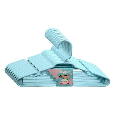 Imagem de Kit Cabides Infantis Reforçado Roupa Infantil Bebê 50 Unidades Azul