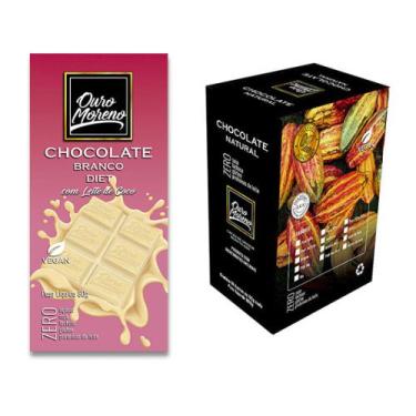 Imagem de Barra De Chocolate Branco Diet 50% Cacau Ouro Moreno 80G - Caixa Com 1