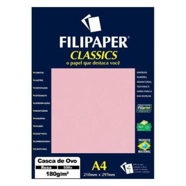 Imagem de Papel Casca De Ovo A4 Filipaper Classics 180G 50 Folhas Rosa - Filiper