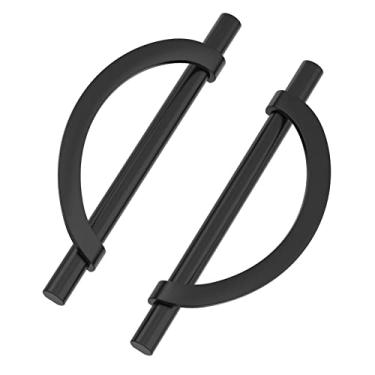 Imagem de 9BUILD Pacote com 10 puxadores de armário de cozinha pretos foscos, puxadores de armário de meia lua, puxadores de cozinha para armários, ferragens pretas para armários, puxadores de cômoda e puxador de gaveta