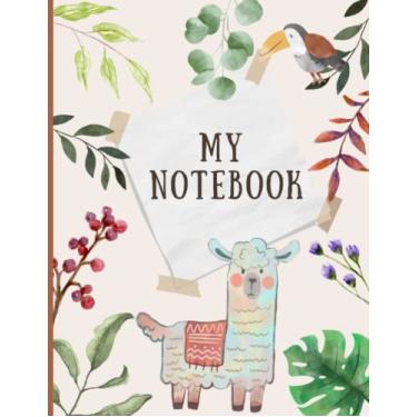 Imagem de Caderno de composição de lhama fofo | Caderno de composição de lhama pautado amplo | Cadernos fofos para meninas, adolescentes, crianças, escola: caderno de composição fofo, caderno de diário pautado