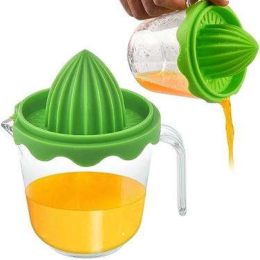 Imagem de Espremedor de laranja cítrica, espremedor manual de limão, prensa de limão, tampa antiderrapante, alargador rotativo com filtro e recipiente