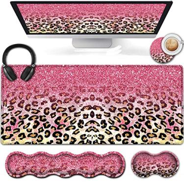 Imagem de Mouse pad grande, mouse pad estendido para jogos 31,5x11,8 teclado ergonômico de espuma de memória, suporte de descanso de pulso, para laptop doméstico grande almofada de mesa de escritório com base