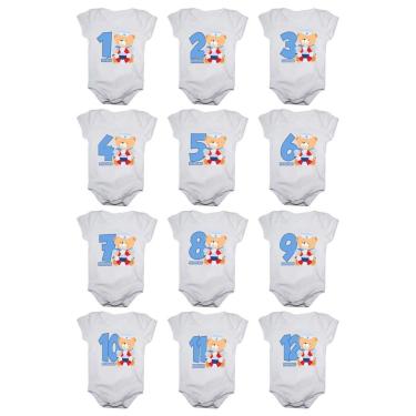 Imagem de Kit body mesversario manga curta ursinho marinheiro 12 bodies-Masculino