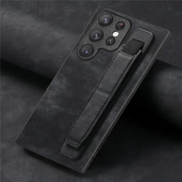 Imagem de Capa de couro vintage com pulseira para Samsung Galaxy S23 Ultra S22 Plus S24 S23FE A54 A14 A24 A34 A15 A25 A05 A15 A04 Capa de pele, preta, para Galaxy S21Ultra