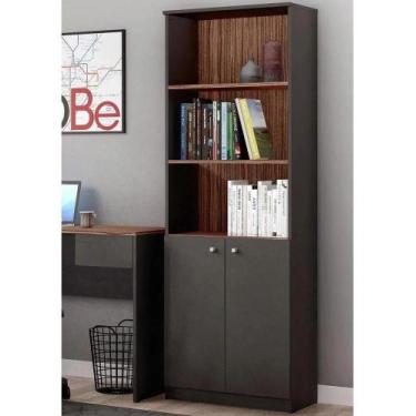 Imagem de Livreiro armario 2 portas casa d euro 1,73 cm altura dakota/preto - Vi