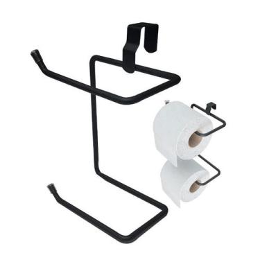 Imagem de Suporte Duplo Papel Higiênico Para Caixa Acoplada Linha Black Banheiro