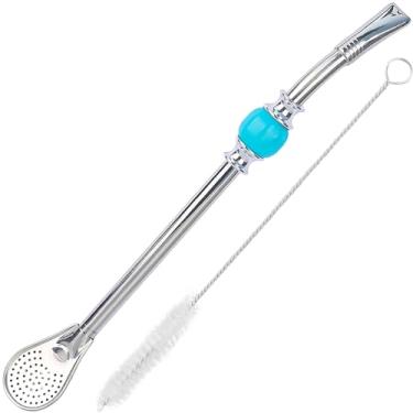 Imagem de Canudos premium de erva-mate, canudos Bombilla Mate de aço inoxidável reutilizáveis, com contas coloridas - acessórios Bombilla for Mate para beber cabaça e conjunto Bombilla, com filtro de cabeça