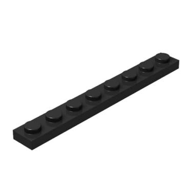Imagem de Plwooyur Classic Black Plates Bulk, Black Plate 1x8, Building Plates Flat 100 Piece, Compatible with Lego Parts and Pieces: 1x8 Black Plates(Color: Black), M0659-23