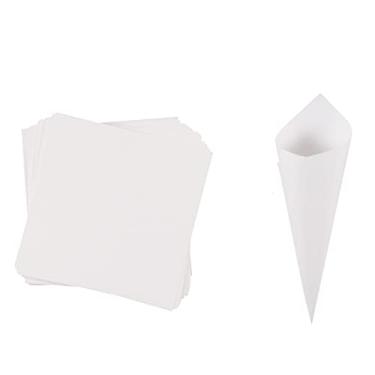 Imagem de homeemoh 30 Pcs White Kraft Paper Party Confetti Cones, 6.69x6.69 inch(17x17 cm) Wedding Confetti Cones for Wedding Birthday Party